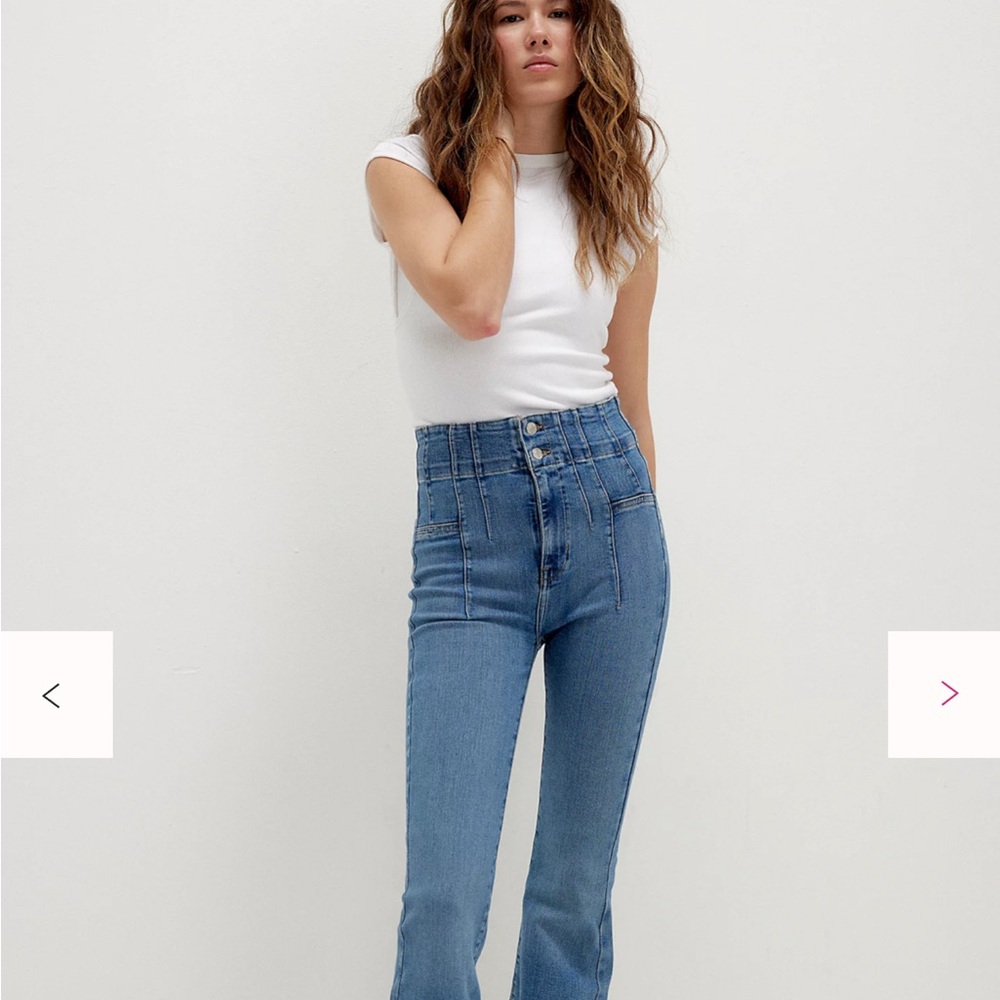 Free people High -Waisted Flare Blue Jeans Worn Once